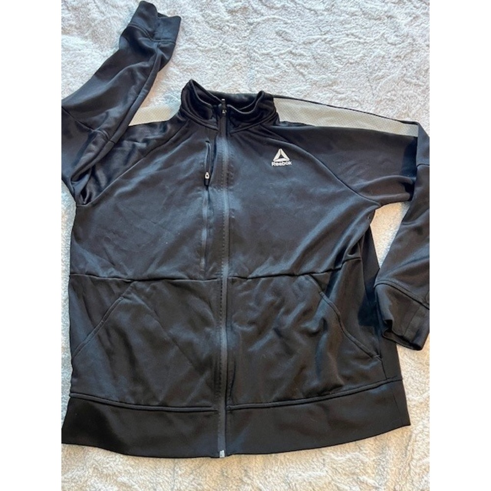 Men's Black Long Sleeve Reebok Zip Up Sweatshirt Size L